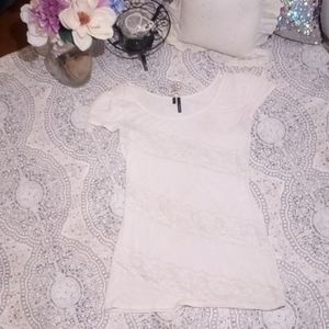 WHITE Maurices lace detail top
